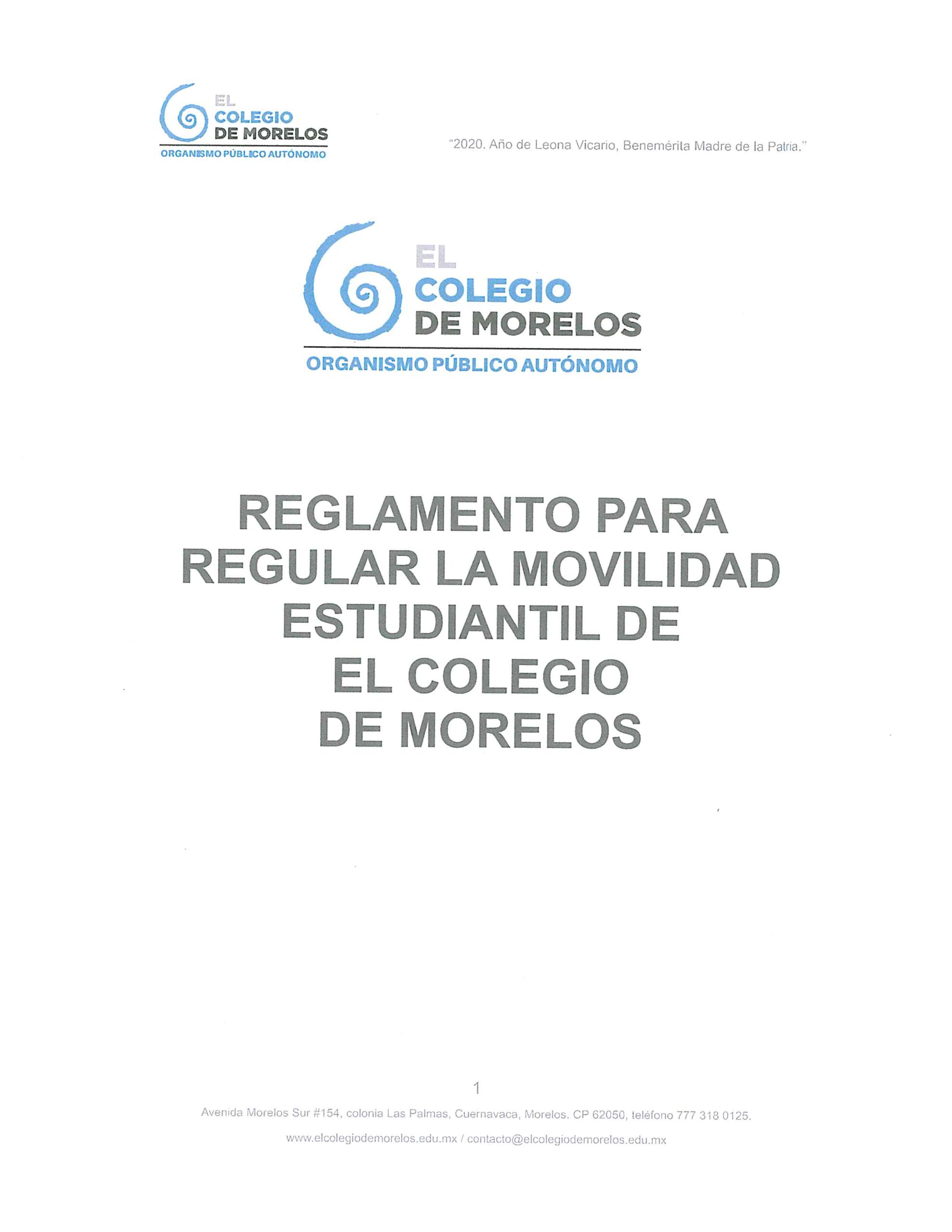 Reglamento Para Regular La Movilidad Estudiantil - El Colegio De Morelos